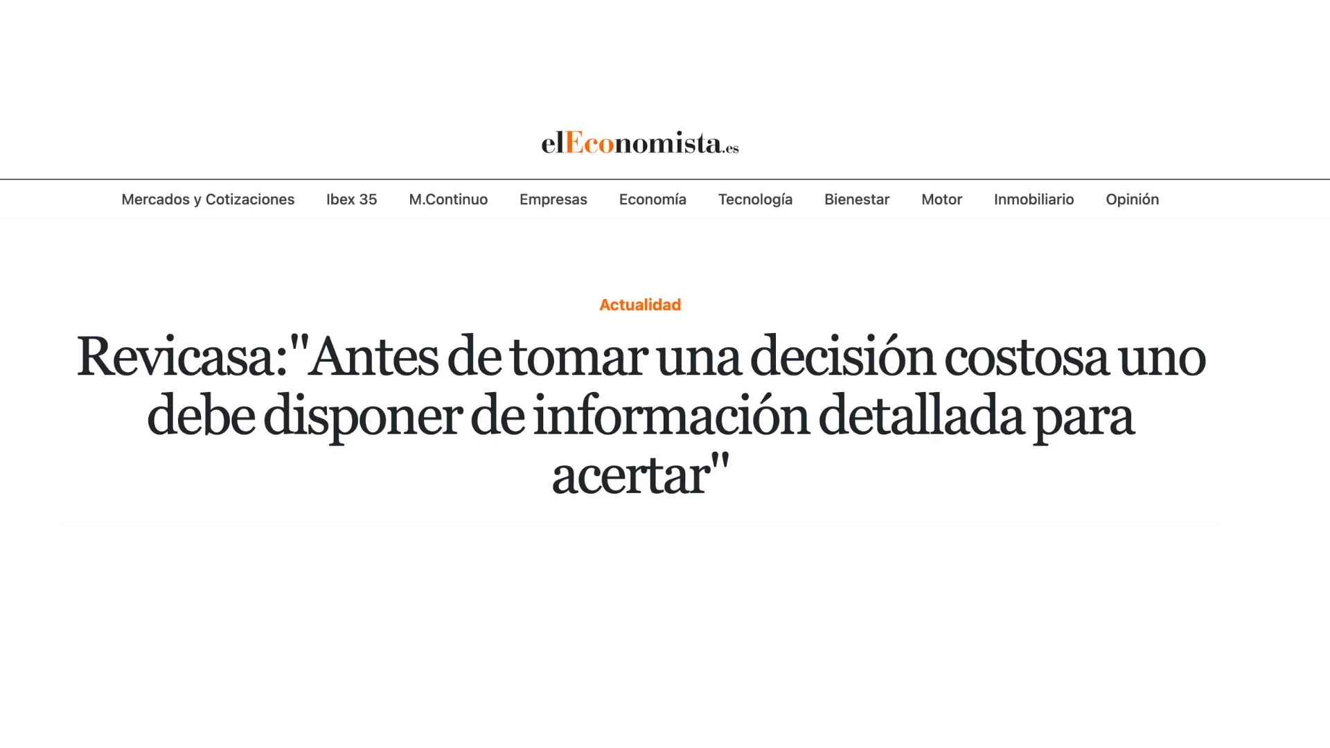Revicasa en El Economista: pioneros en inspección de viviendas