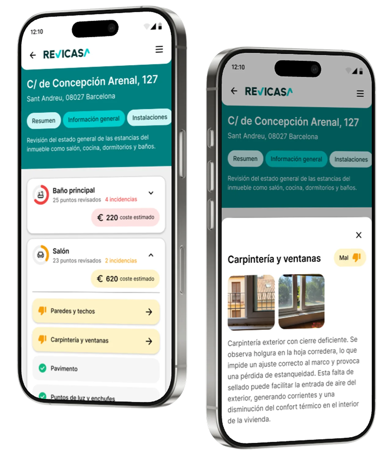 App de inspección Revicasa en móvil